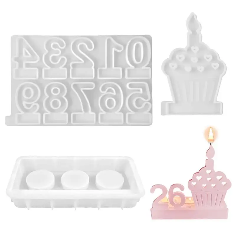 

Number Cake Silicone Mold Silicone Mold Candlestick Casting With Base Cake Candlestick Holders Resin Tea Light Candles Holder