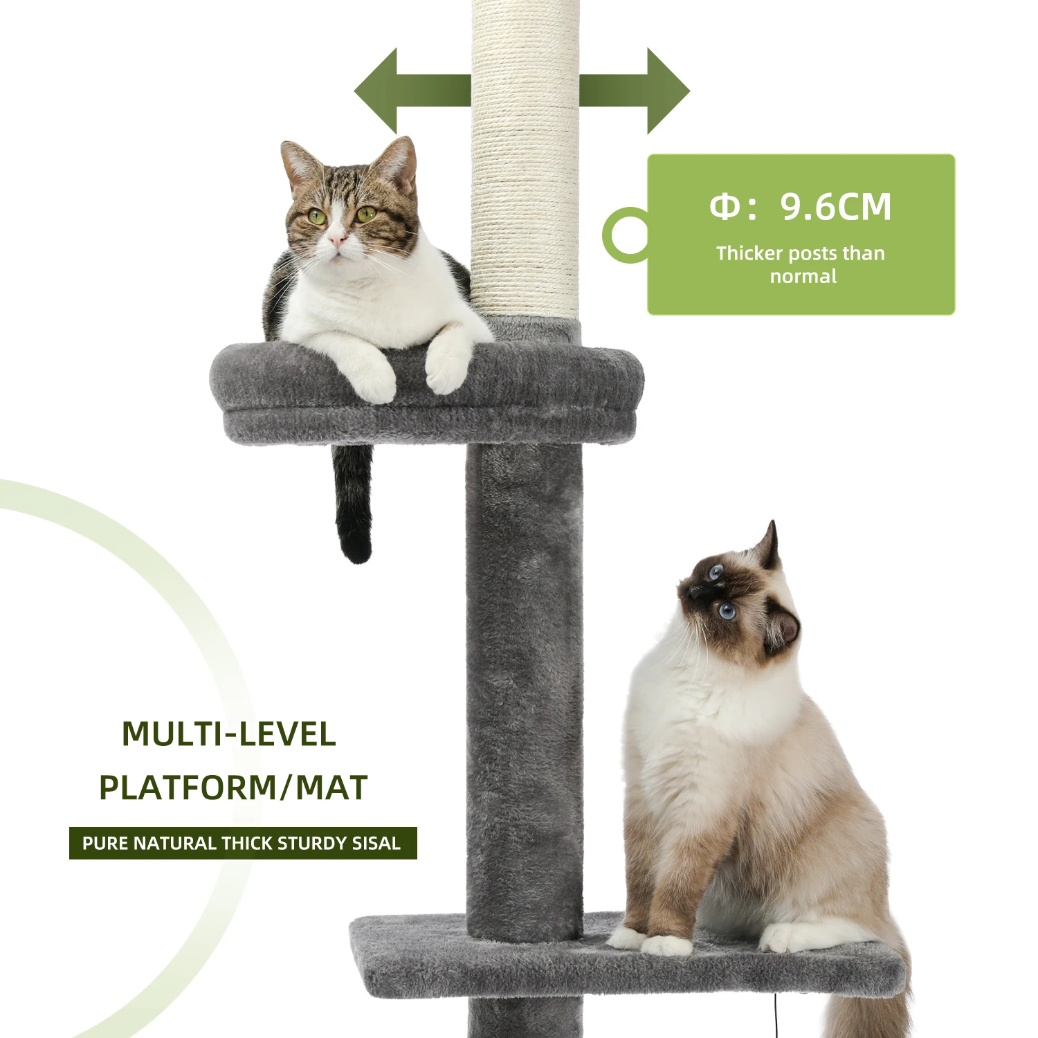 274cm, árvore de gatos, com postes para