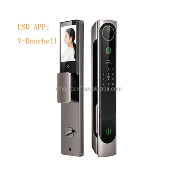 V-Doorbell App 3D Face Recognition Smart Door Lock With Camera Wifi Biometric Fingerprint Security Fully Automatic Smart Lock 1