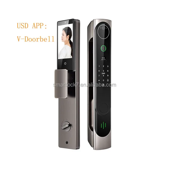 V-Doorbell App 3D Face Recognition Smart Door Lock With Camera Wifi Biometric Fingerprint Security Fully Automatic Smart Lock 1