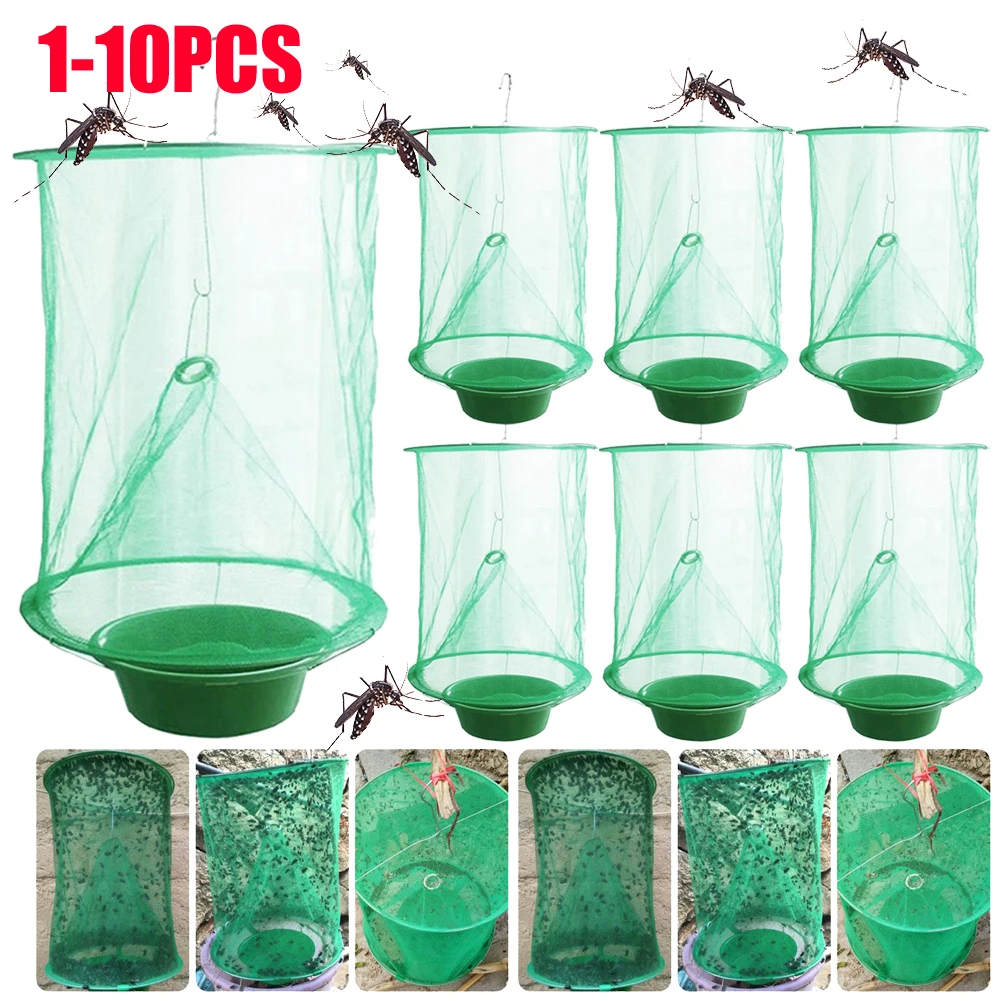 

1-10pcs Fly Catcher Hanging Cages Killer Pest Control Reusable Hanging Fly Trap Flytrap Cage Net Traps Garden Hanging Flycatcher