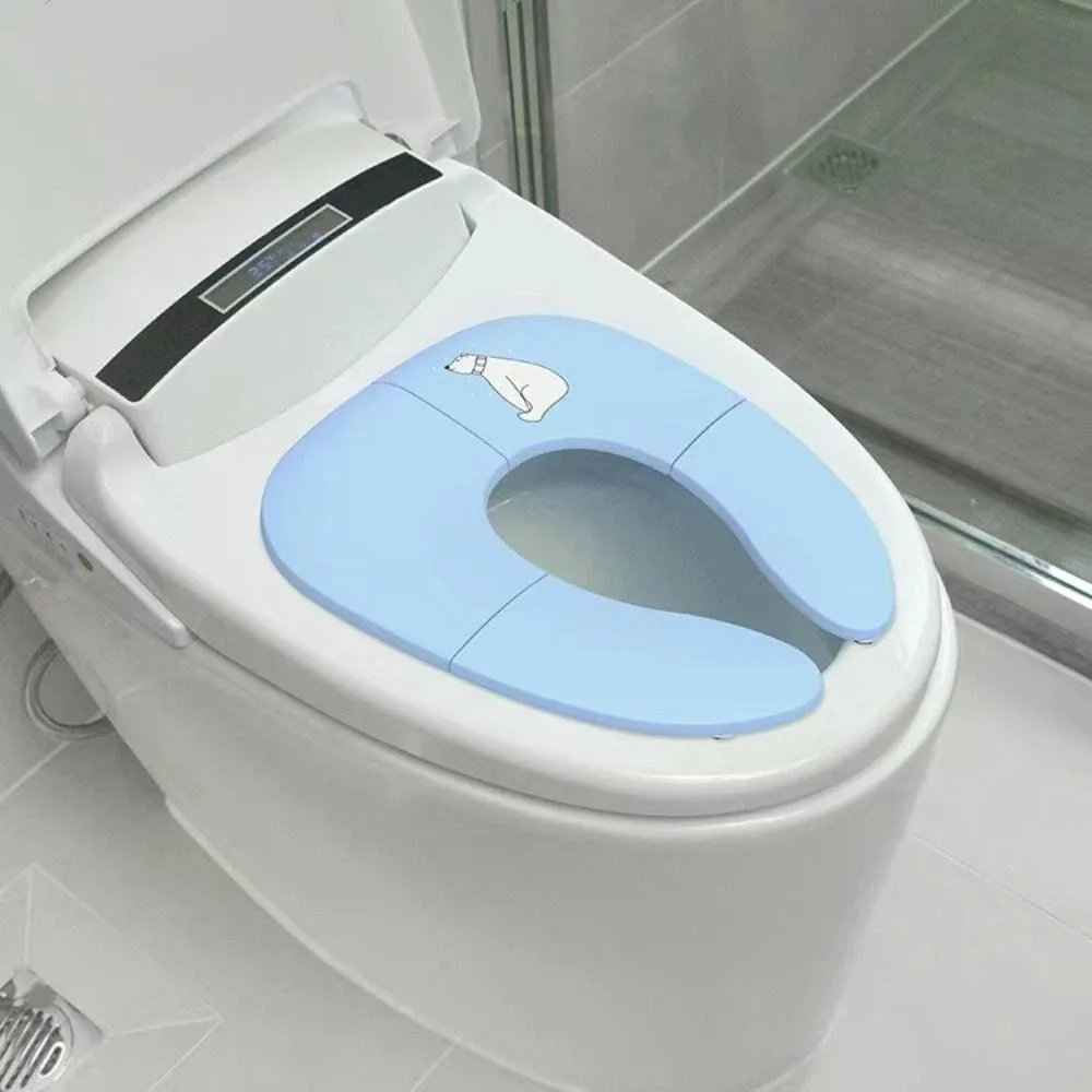 Foldable Baby Travel Toilet Seat Washable Cartoon Travel Potty Seat Non-Slip Suction Cups Baby Potty Mat Public Restrooms