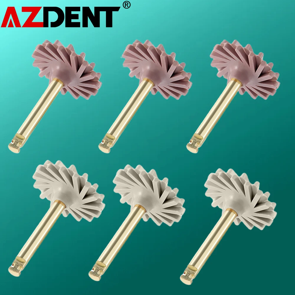 AZDENT 6pcs/box Dental Composite Resin Polishing Disc wheel Kit Brush Burs Silicone with Diamond disc 2 Step Polishing