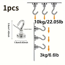 Heavy Duty Super Strong Magnetic Hooks for Hanging - 25lbs Capacity (1pc)