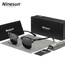 NINESUN Classical Men‘s Sunglasses Polarized UV400 Driving Women Square Glasses TR90 Alloy Splice Full Frame Eyewear