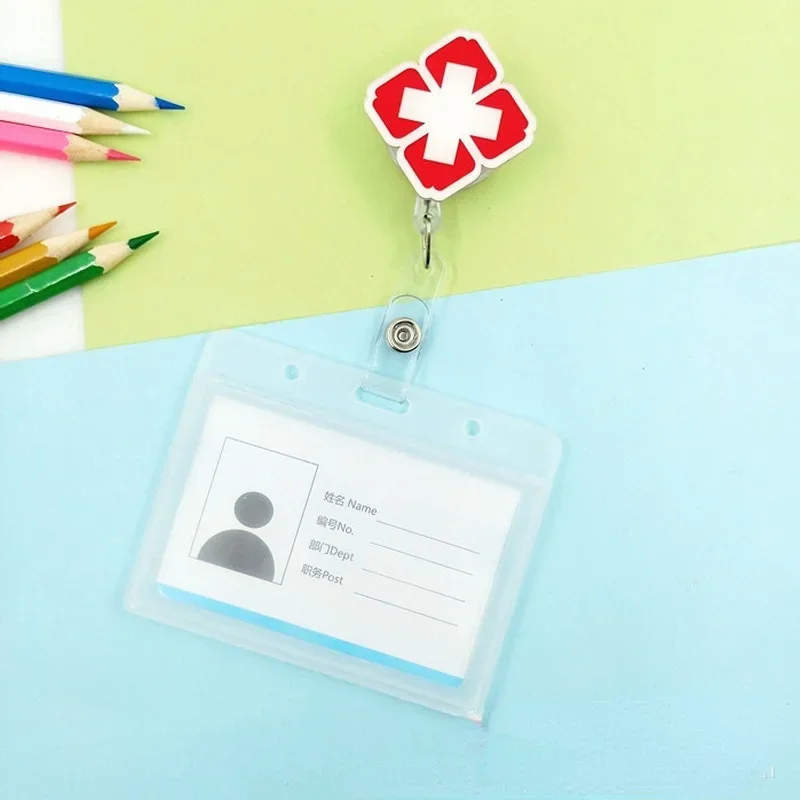 transparent Plastic Doctor Nurse ID Card Sleeve Badge Card Cover Retractable Badge Holder cover Protector