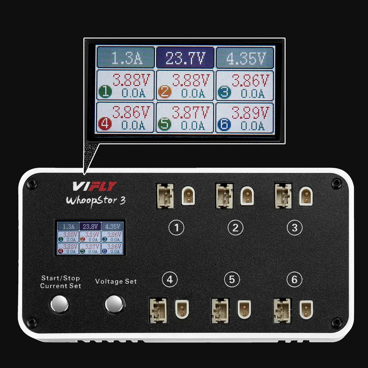 VIFLY WhoopStor 3 V3 6 Ports 1S LIPO LiHV Battery Charger Discharger Storage LCD TYPE-C DC TX60 For FPV Drone BT2.0 PH2.0 thumbnail 3