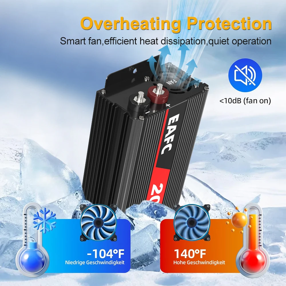 Inverter per Auto 500W-2000W Potenza di Picco, Convertitore a Onda Sinusoidale Modificata DC 12V-220V AC 50Hz, Trasformatore di Tensione con Presa EU - immagine 6