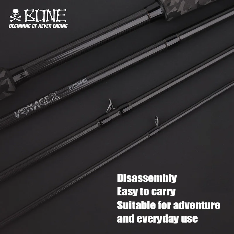 Bone New Voyage X Series 4 Piece Spinning Casting Fishing Rod FUJI Guide Portable Rod Travelling Angler Pouch