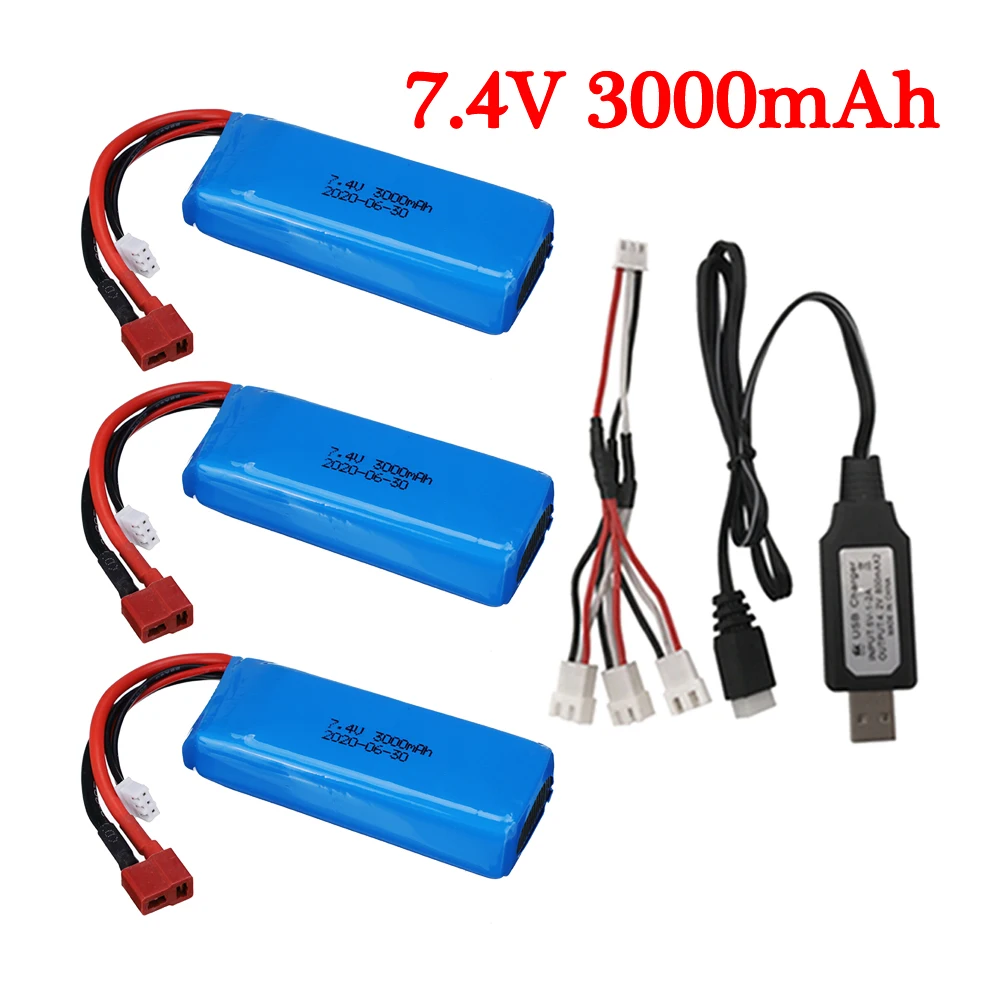 

Литий-Полимерный Аккумулятор 7,4 в 3000 мАч для Wltoys 144001 124018 124019 12428 12423, запасные части для радиоуправляемого автомобиля, грузовика, резервуара, аккумулятор и зарядное устройство 7,4 В 2S