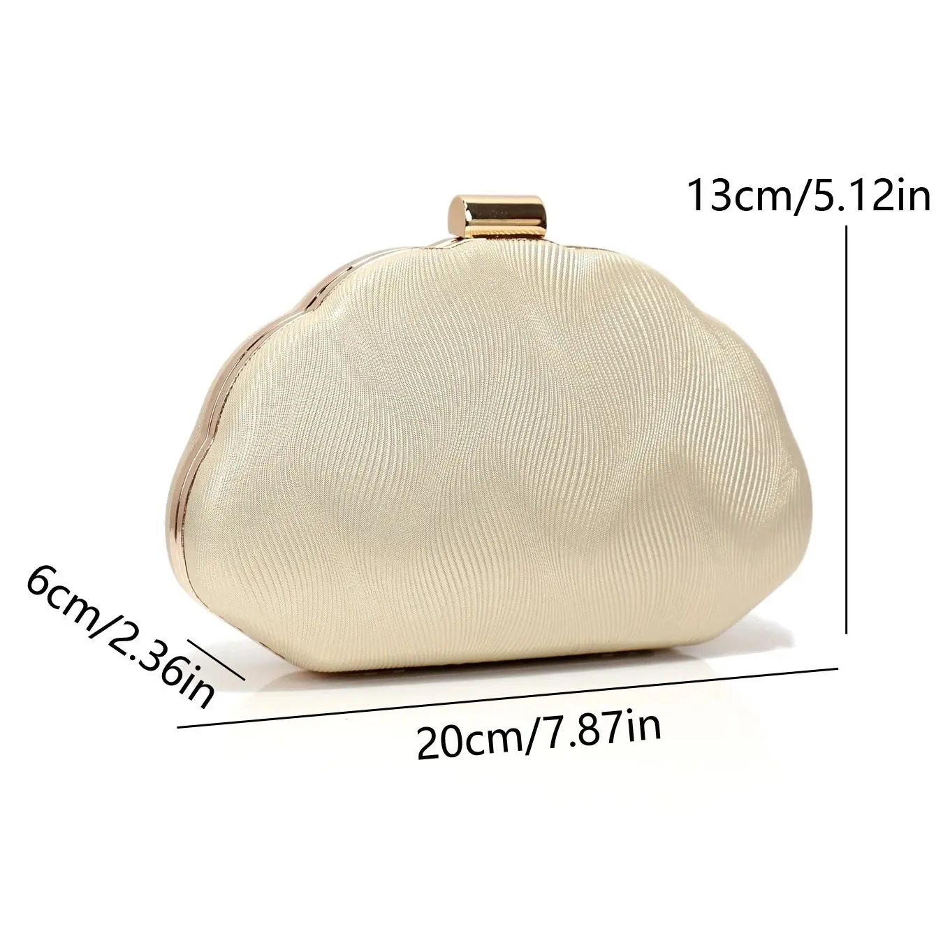 Glittering Metal Women Evening Clutch Bags with Shell Design