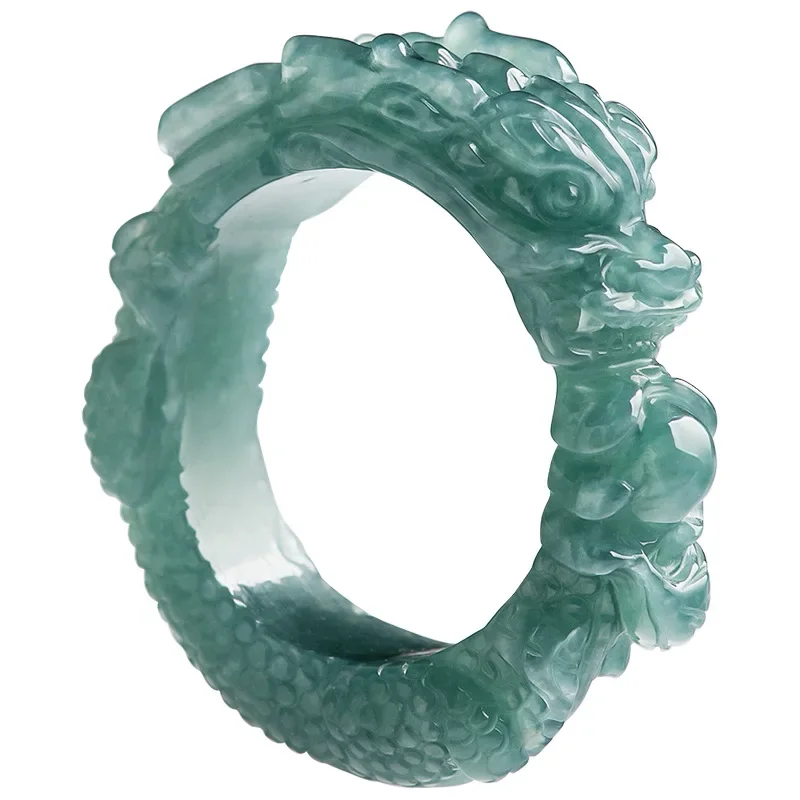 Burmese Jade Rings for Women Emerald Jewelry Designer Blue Vintage Stone Natural Amulet Charm Dragon Gifts Luxury Jadeite