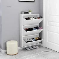 Steel Narrow Shoe Rack Home Aesthetic Living Room Furniture Tilted Vertical Storage Hallway Shoe Cabinets n 3