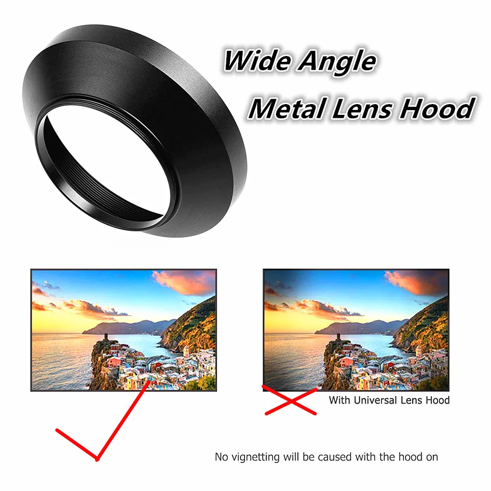 52mm UV Filter Metal Lens Hood Cap For Fujifilm XC 15-45mm Lens on XM5 XS20 XS10 XT200 XT100 XA7 XA5 XA20 XT30 XT20 XT10 XE4 XE3 4