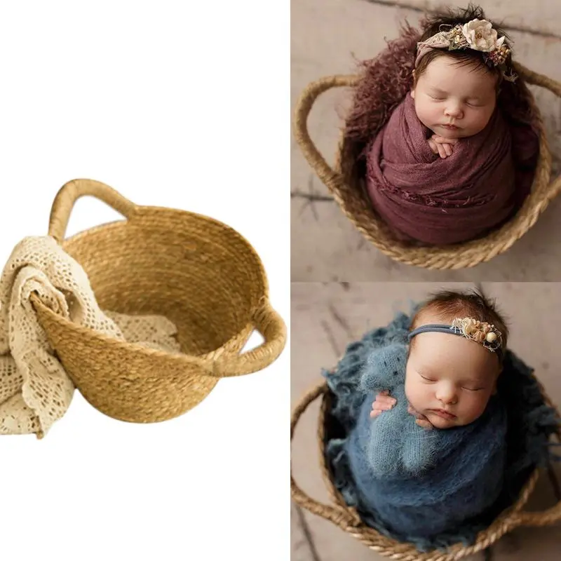 Photography Posing Props Baby Infant Vintage Woven Basket Awesome Basin