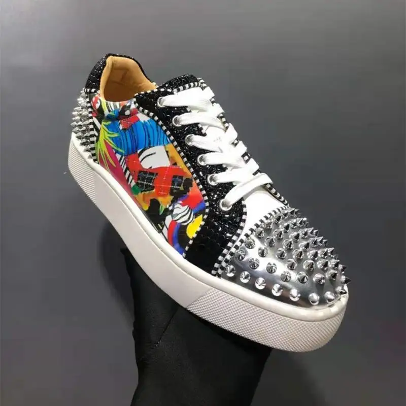 Christian Louboutin Leather Louis Spike High Top Sneakers Men's EU 41  From Japan