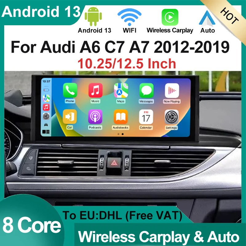 

Car GPS Navi Radio For Audi A6 C7 A7 2012-2019 Android 13 System USB 4G Wireless Carplay Auto BT 1920*720 Multimedia DVD Player