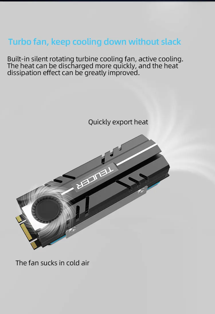 Teucer Nvme Ssd Dissipador de Calor 2280 Disco de Estado Sólido  Circulação ar Refrigerador do Dissipador de Calor Gaxeta com Almofada  Térmica