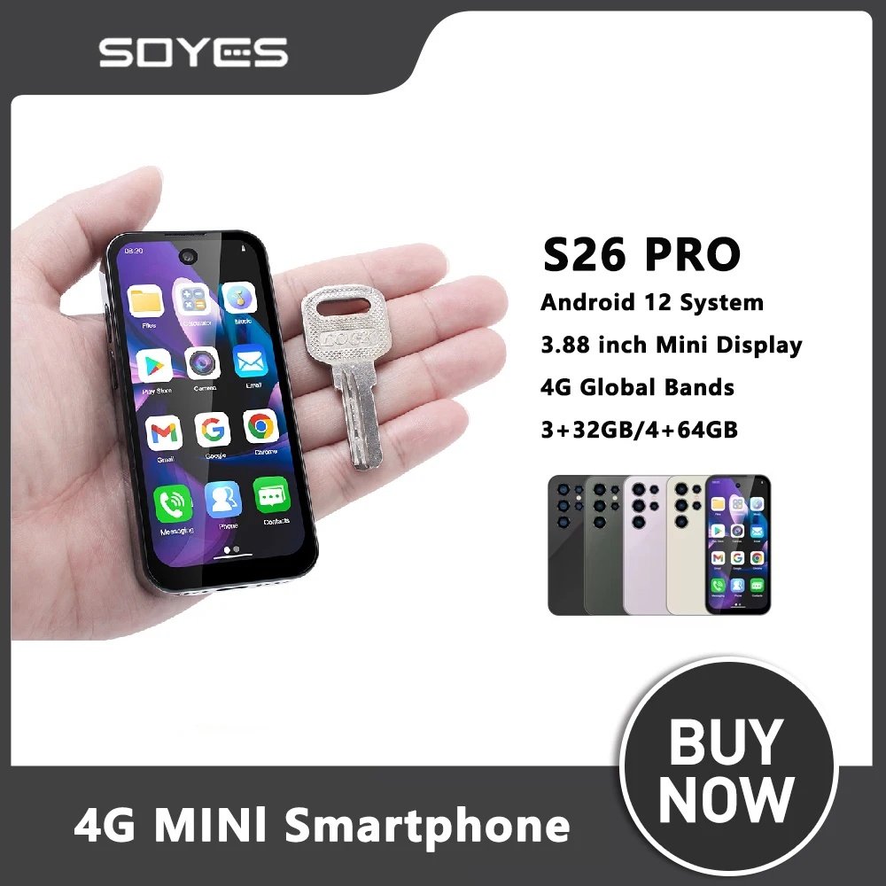 SOYES XS26 pro Small Phone 4GB+64GB 3.88Inch Android12.0 Dual SIM Standby 4G Mini Smartphone 1950mAh Wifi GPS Global Version