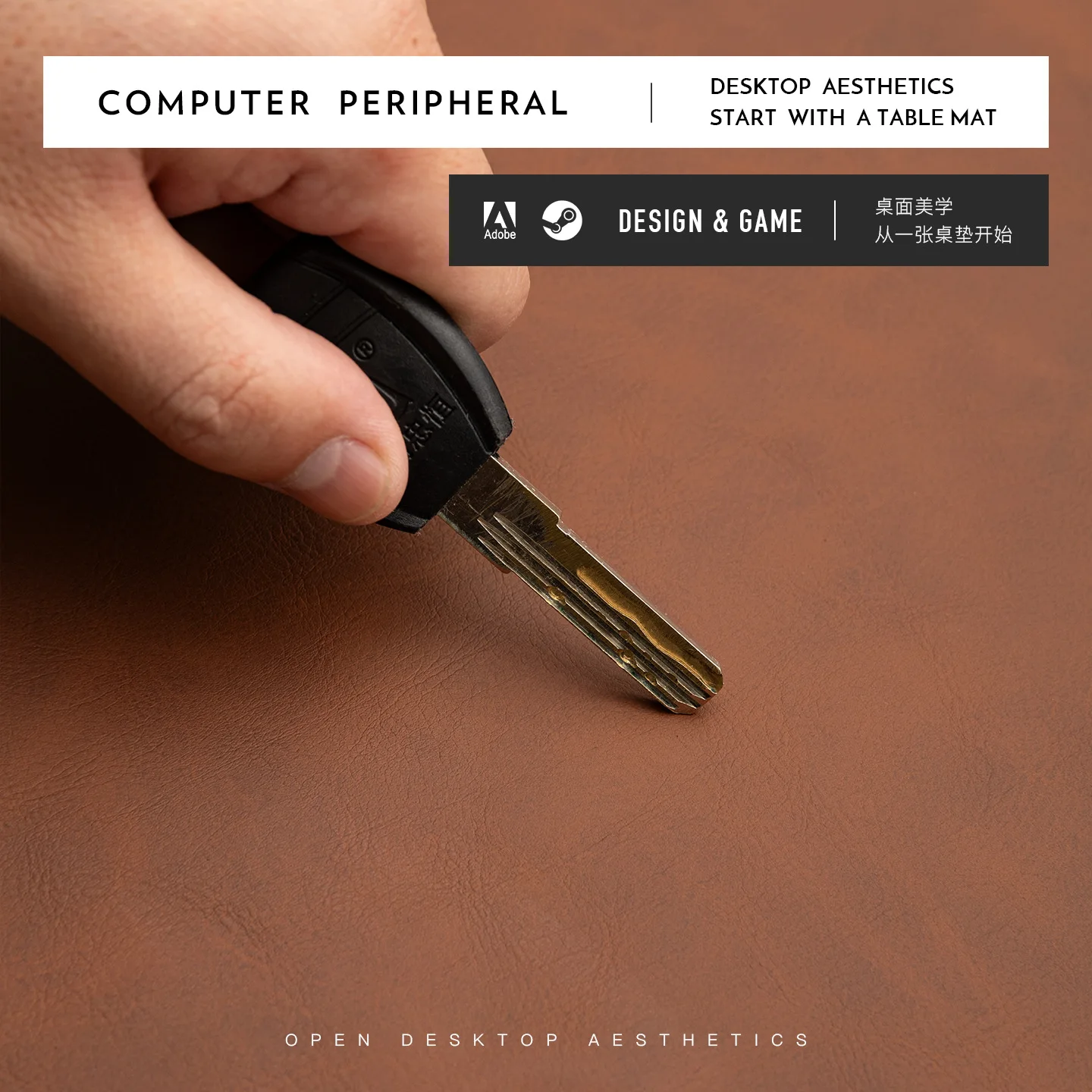 Premium Textured PU Leather Gaming Mouse Pad - Large, Waterproof, Non-Slip Desk Mat