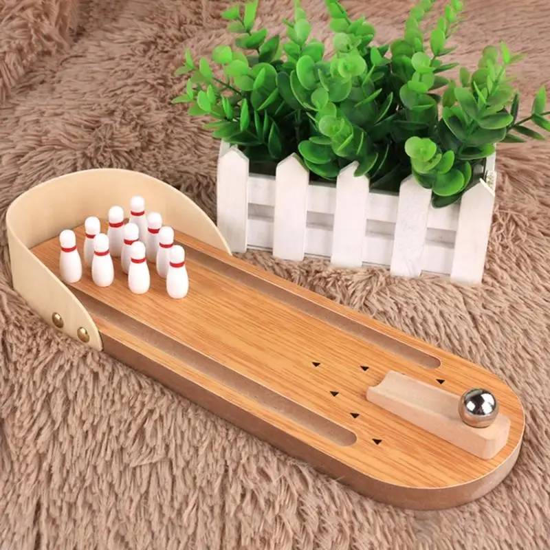 G6DE Desktops Bowling Toy Home Bowling Gift for Adult Kid Teen Boy Girl, Mini Game Set, Wooden Tabletop Game