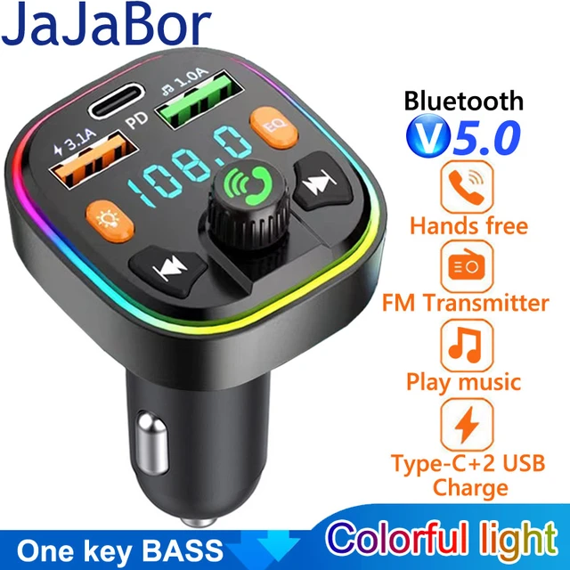 JaJaBor-transmisor FM para coche, modulador tipo C 3.1A, Cargador USB de carga  rápida, manos libres, Bluetooth 5,0, Kit de reproductor Mp3 - AliExpress