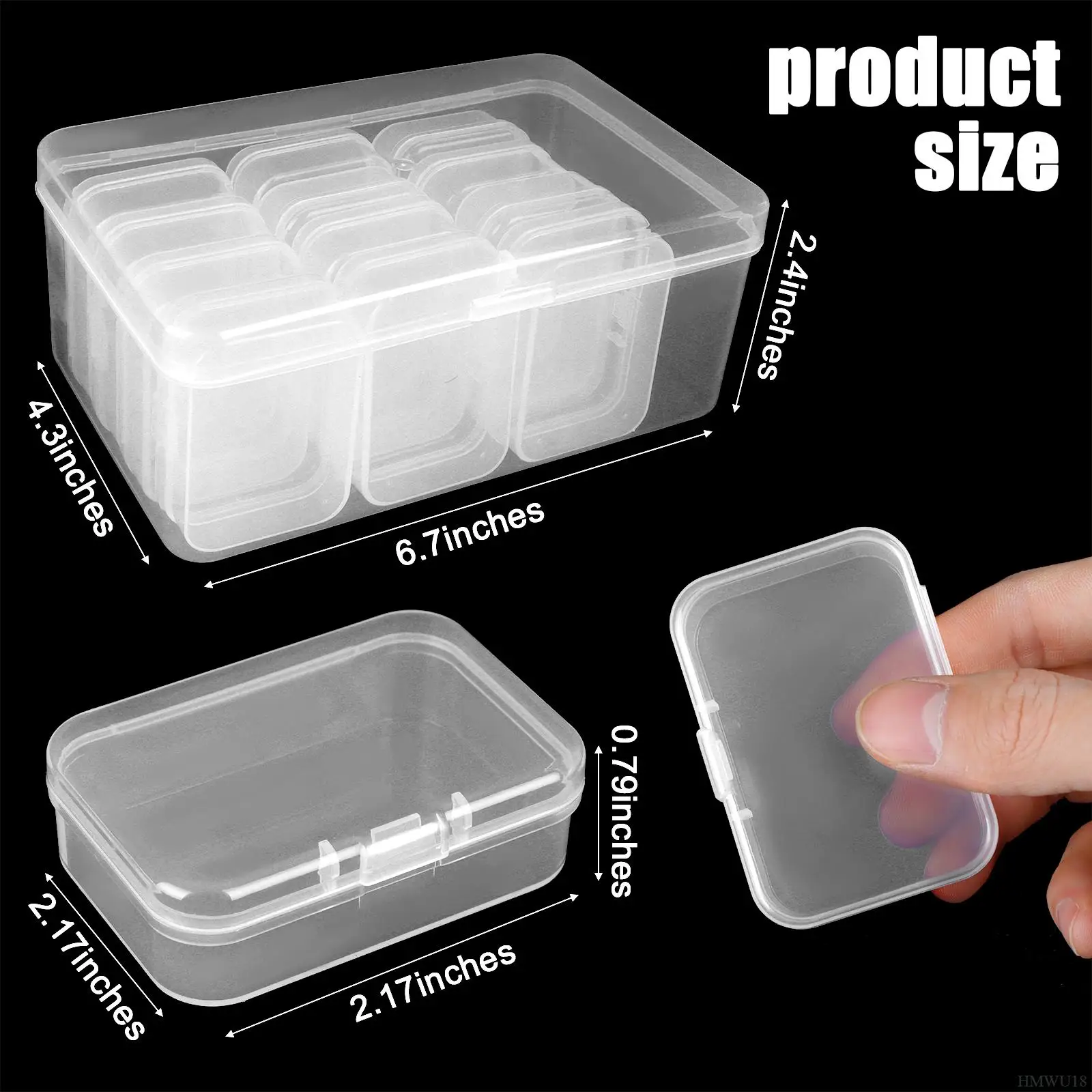 12 Pack Plastic Clear Storage Box Organizer Small Storage Case Containers  Toy Ring Jewelry Organizer Makeup Case Craft Container