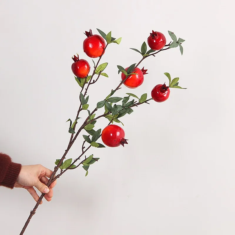 Artificial Pomegranate Long branch 6-Fruit Artificial Fruits Flowers For Wedding Party Tabel Decoration Home Birthday Decor artificial fruits and vegetables