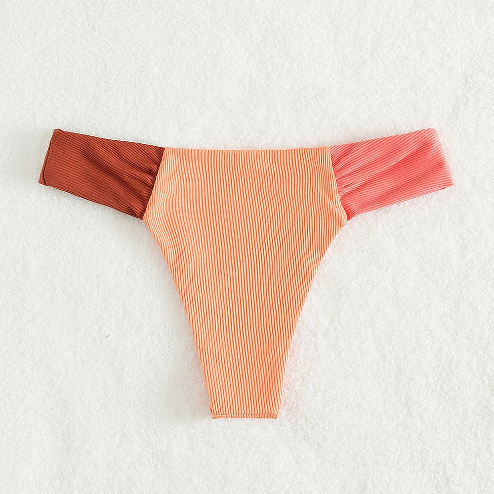 Western Women Swimwear Bikini Beach Thong Two Pieces Split Swimsuit Colorblock Bikini Swimwear Brazilian Bathing Suit Beachwear