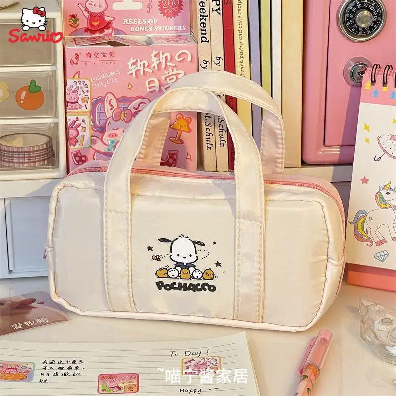 

Cartoon Sanrios Stationery Pochacco Kawaii Cute Pencil Bag Large Capacity Stationery Bag Girl Makeup Bag Handbag Children's Gift