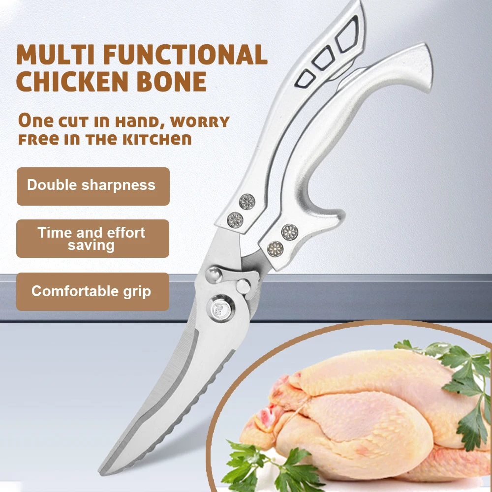 Kitchen Scissors Chicken Bone Kitchen Shears Duck Fish Cutter Stainless Steel Fish Scissors Scale Clean Cook Knife