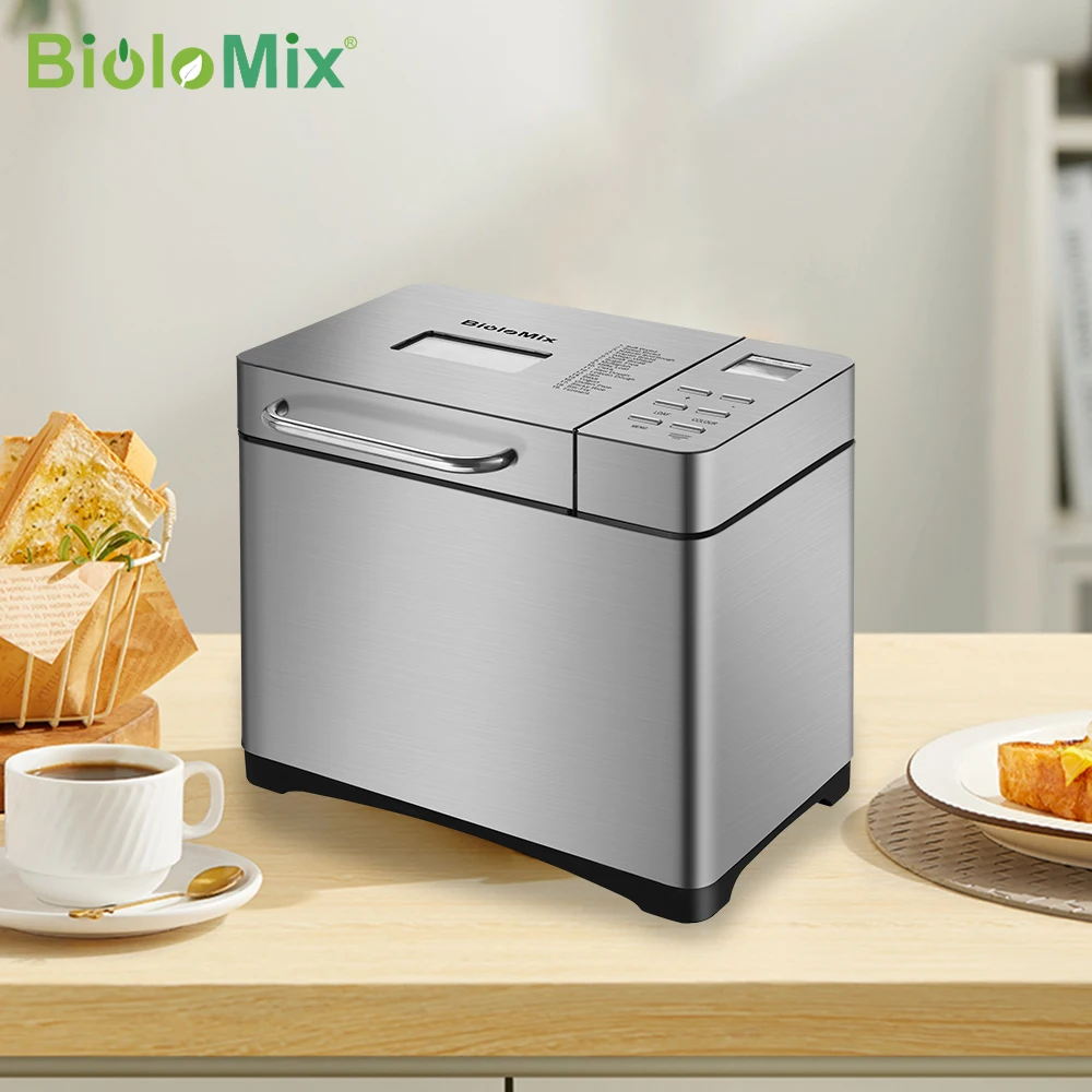 Biolomix Brood Maker 19-In-1 Rvs Automatische Brood Machine Met 3 Loaf Maten Fruit Moer Dispenser