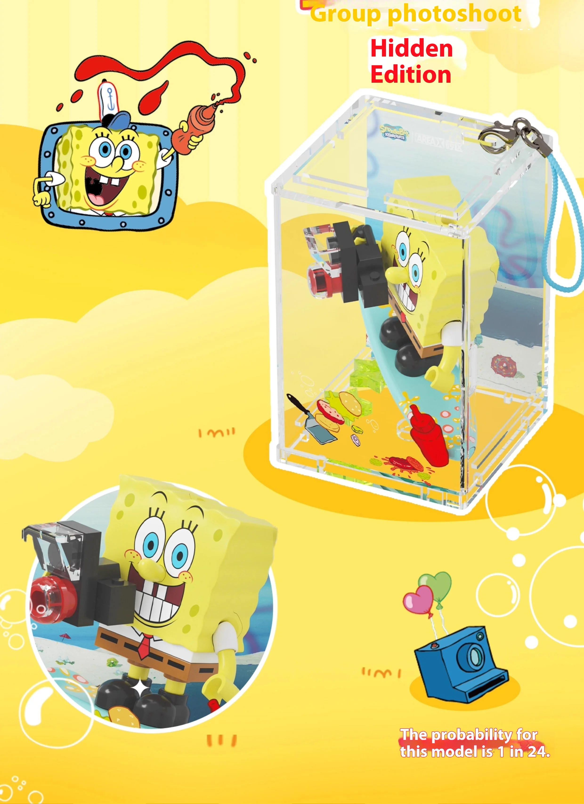 SpongeBob Bikini Bottom Day Building Block Blind Box Mini Hanging Toy Trendy Gift for Fans Genuine AREAX Cute Cartoon Decor