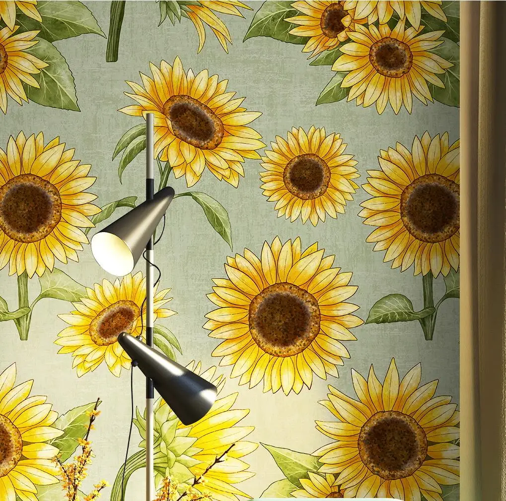 Custom sunflower plant Mural Wallpaper 3D Oil Painting Wall Paper For Living Room Bedroom Home Decor Wall Covering 3 D Frescoes