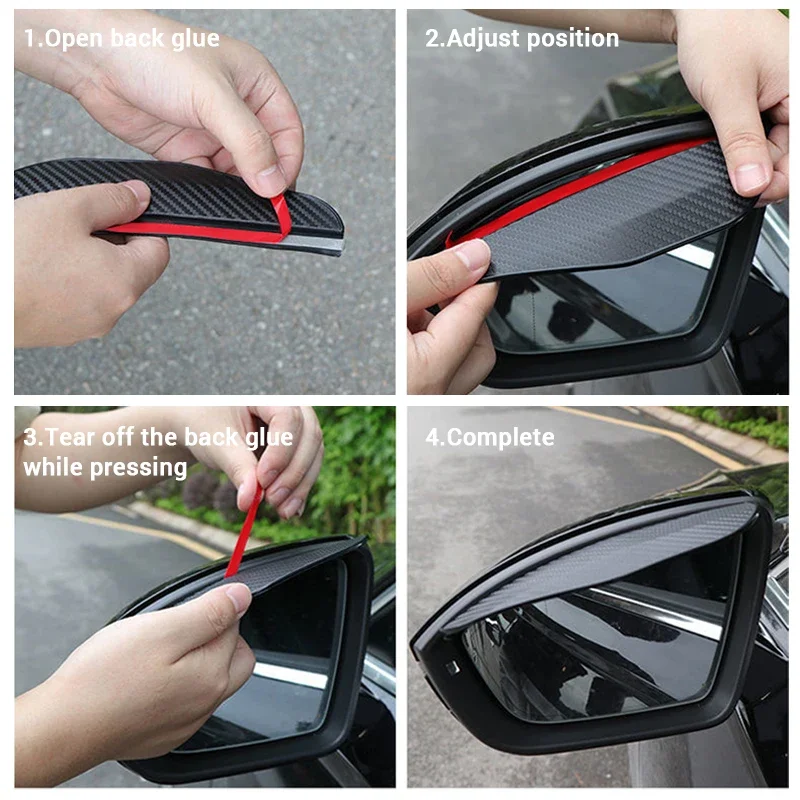 2PCS Car Rearview Mirror Rain Eyebrow Carbon Fiber Universal Car Rain Shield Reversing Mirror Cover Accessorie