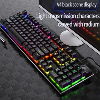 104 Keys USB Wired Keyboard Led Backlit Gaming Keyboard Mechanical Wired Keyboard Gamer Ergonomic Folding Foot