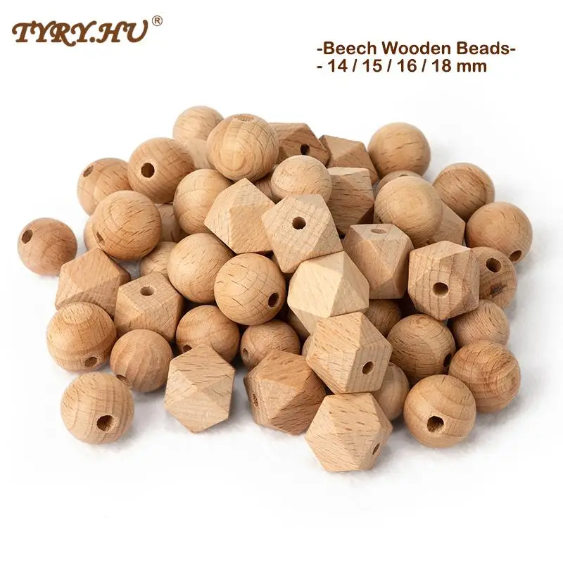 

TYRY.HU Beech Wooden Beads Wood Round Beads 14-18MM Eco-friendly Wooden Beads For Jewelry Making DIYTeething Pacifier Chains