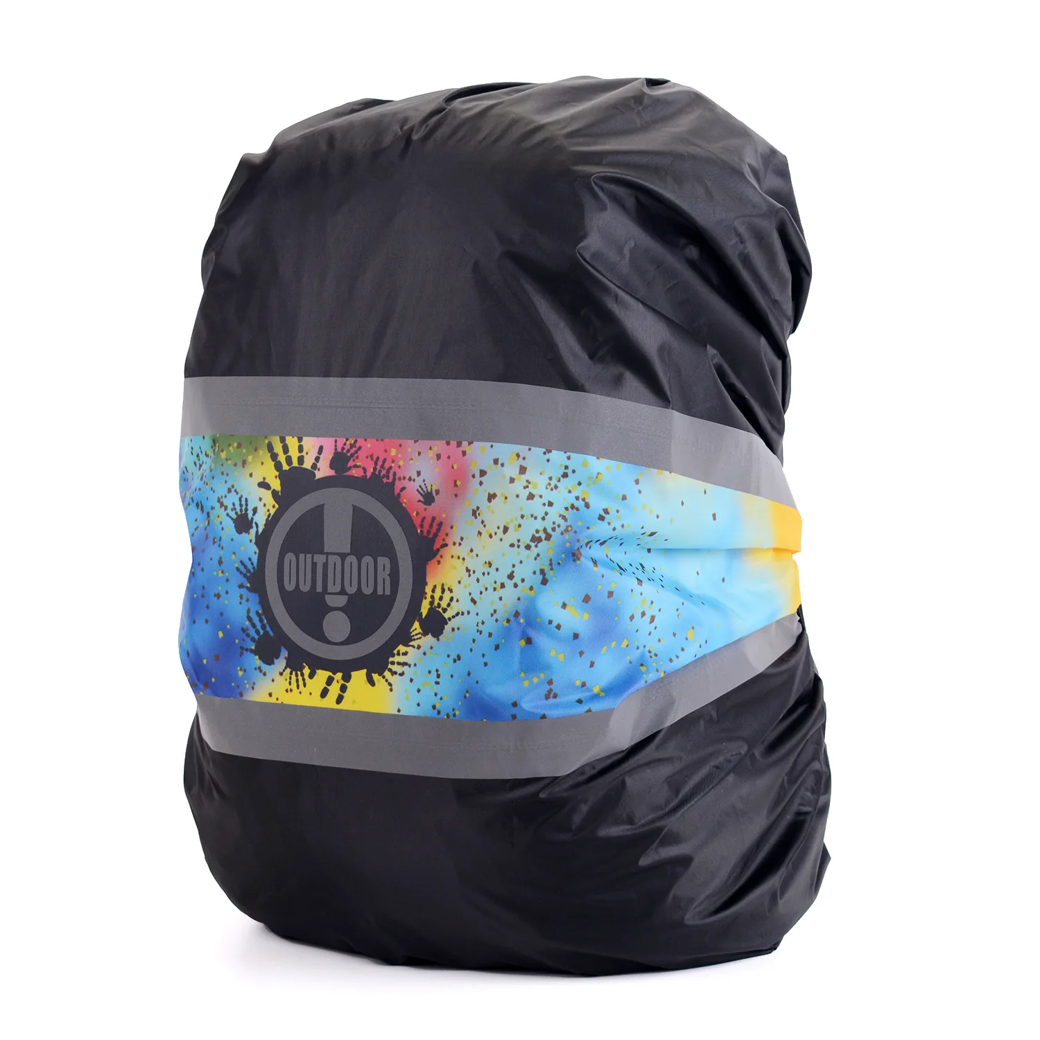 

Partial Color Printed Backpack Waterproof Cover Night Travel Reflective Strip Backpack Cover Hiking Dust Scratch Proof Cover
