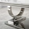 Modern Marble Coffee Table, Rectangular White and Silver, with U-shaped Stainless Steel Base and Silver Mirror Finish 5