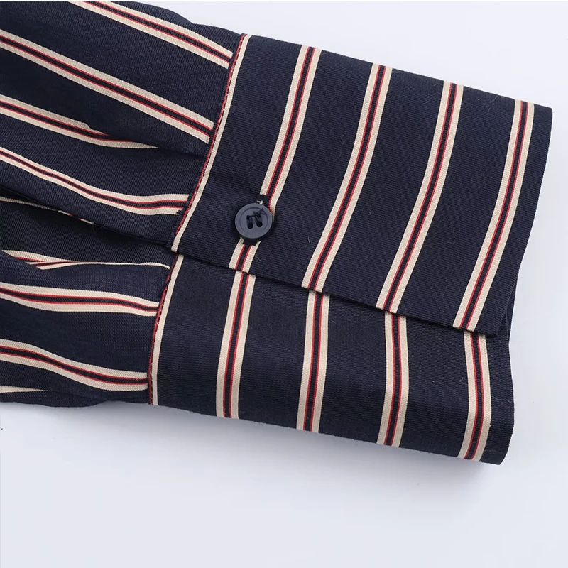 Chic Fashion Stripe Shirts for Women 2025 New Long Sleeve Lapel Women's Casual Loose Simple Style Shirt And Blouse Tops