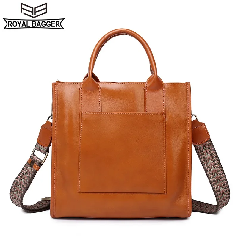 

Royal Bagger Top-Handle Bags for Women Genuine Cow Leather Tote Bag Fashion Big Capacity Bucket Shoulder Crossbody Handbag 2330