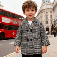 Autumn Winter Boys Fashion Jacket Winter Autumn Lapel Long Overcoat For 2-6 Years Boys Handsome Outwear British style