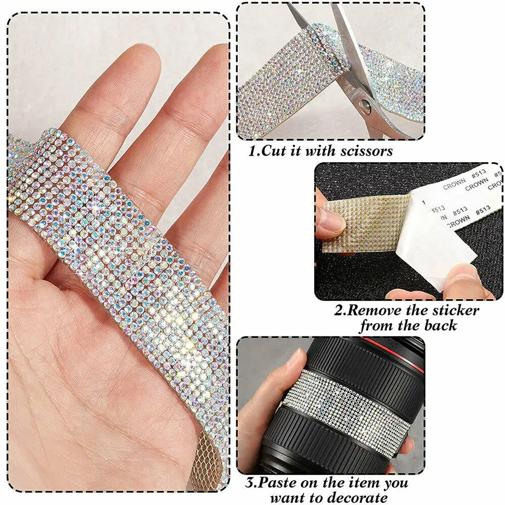 4 Rotoli Nastro Di Cristallo Autoadesivo, Strass Diamante Bling Autoadesivo Per Arti E Mestieri Oro 98785920