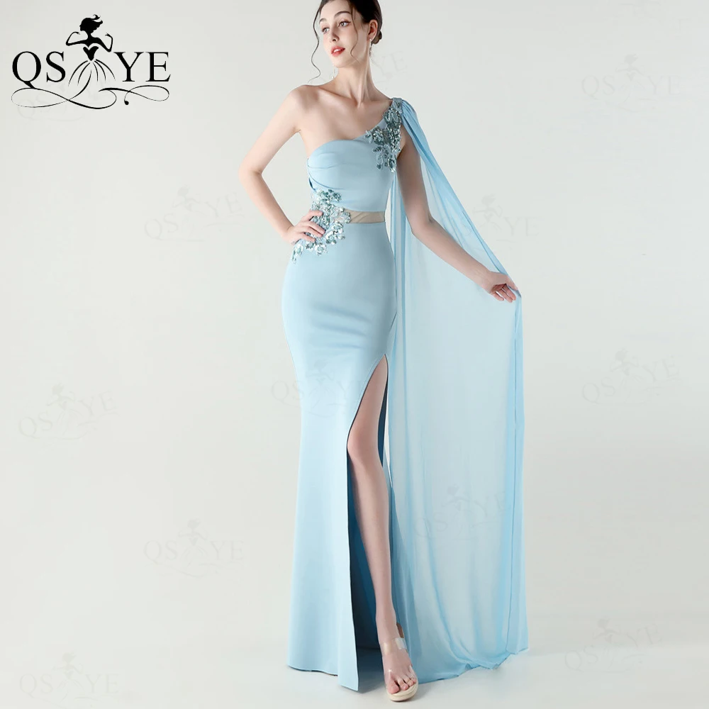 Middle East One Shoulder Pink Evening Dresses Shawl Sequin Appliques Floral  Lace Mermaid Formal Dress Slit Illusion Waist Dress - AliExpress 320