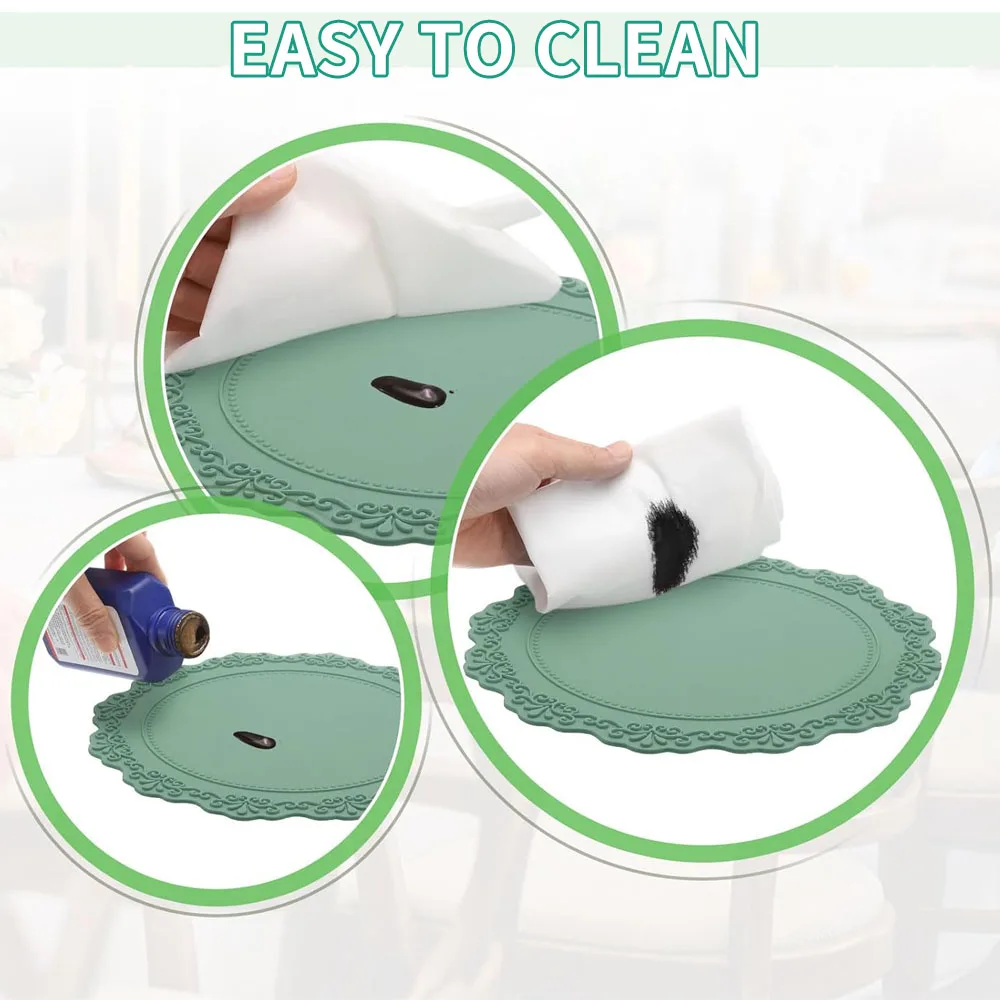Round Silicone Table Mat - Heat Resistant, Waterproof, & Durable Non-Slip Kitchen Pad