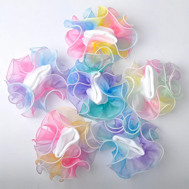 Korean Baby Girls 3D Ruffle Socks Children Multicolor Gradient Princess Students Dance Socks Kids Socks 1-10years Old