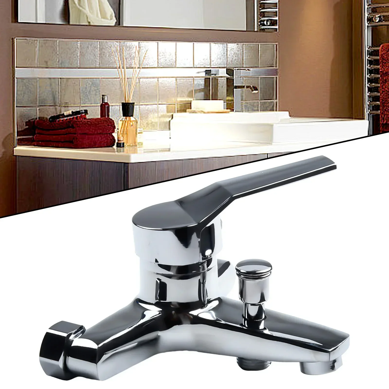 Shower Faucet Basin Faucet Chrome Wall Mounted Hot Cold Water Dual Spout Mixer Tap Bathroom Accessories