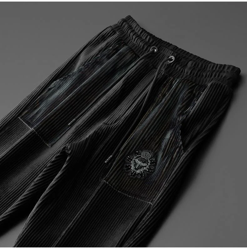 Description Picture 3 of itemend brand designer High new flannel men's large casual trend bee embroidery autumn and winter thickened pants