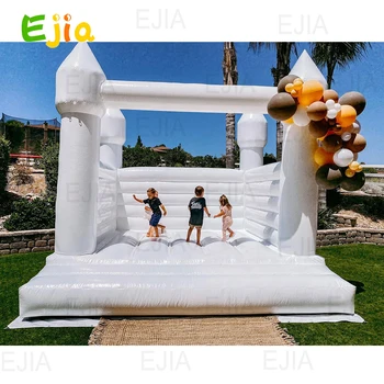 13ft PVC Commercial Grade White Bounce House  Jumping Wedding  Bouncy Castle For Birthday Party In Backyard With Air Blower 3