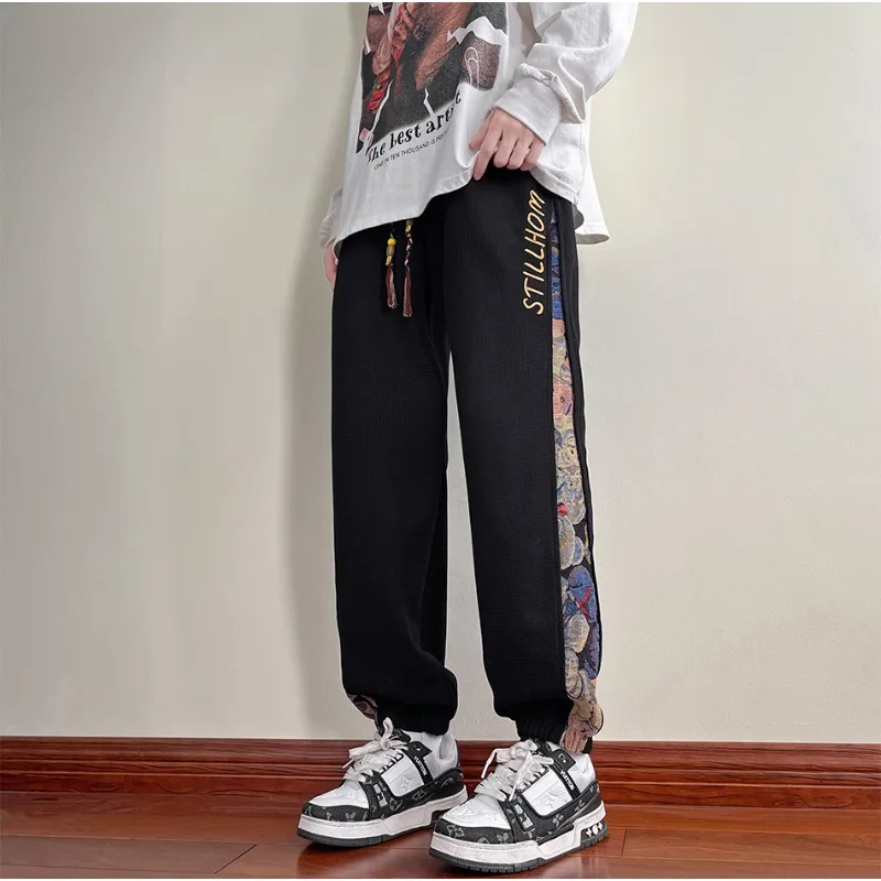 casual pants,sports pants,casual sports pants Korean Side Piping Bear Embroidery Casual Pants Men's Sports Trousers